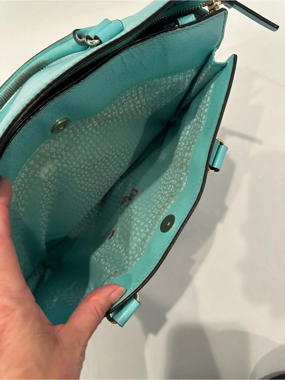 kate spade Turquoise Leather Satchel with Gold Hardware - Picture 5 of 6